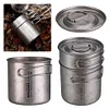 2Pcs Outdoor Camping Cookware Set with Folding Handle 304 Stainless Steel Pot