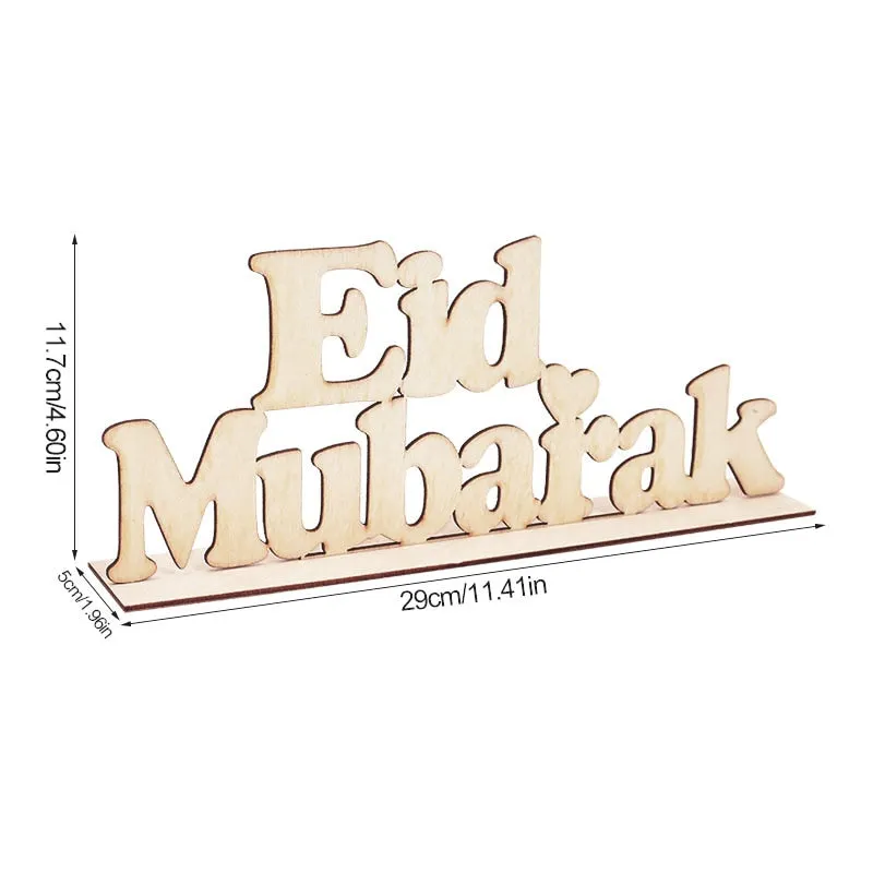 Wooden EID Mubarak Decoration Ramadan Mubarak Ornaments Islamic Muslim Pendant Eid Al Adha Party Supplies Ramadan Kareem Gifts