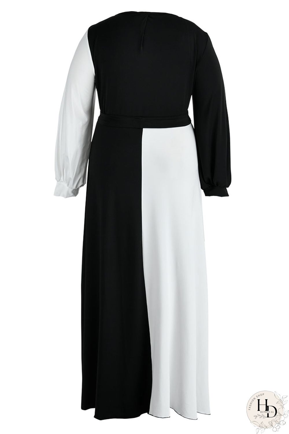 Black And White Casual Solid Bandage Patchwork V Neck Straight Plus Size Dresses