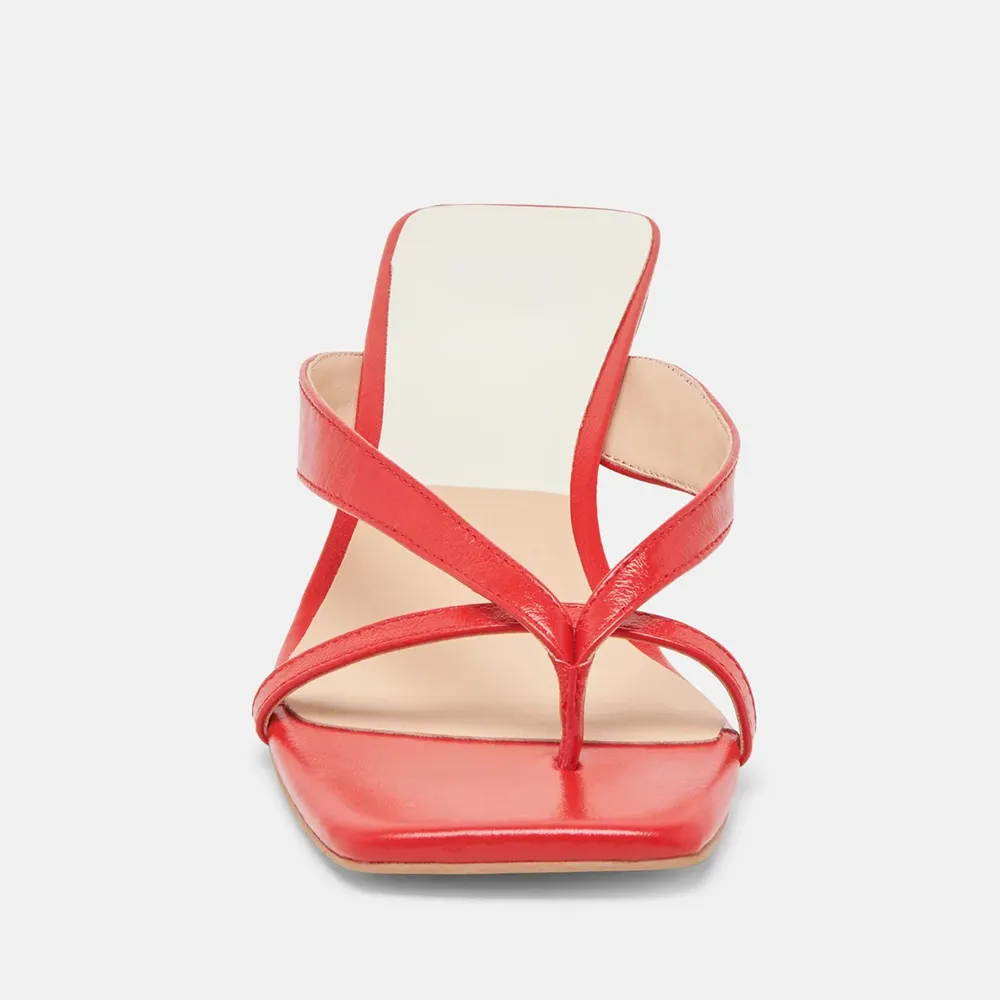 Casual Open Square Toe Flip Flop Women's Heel Sandals in Red