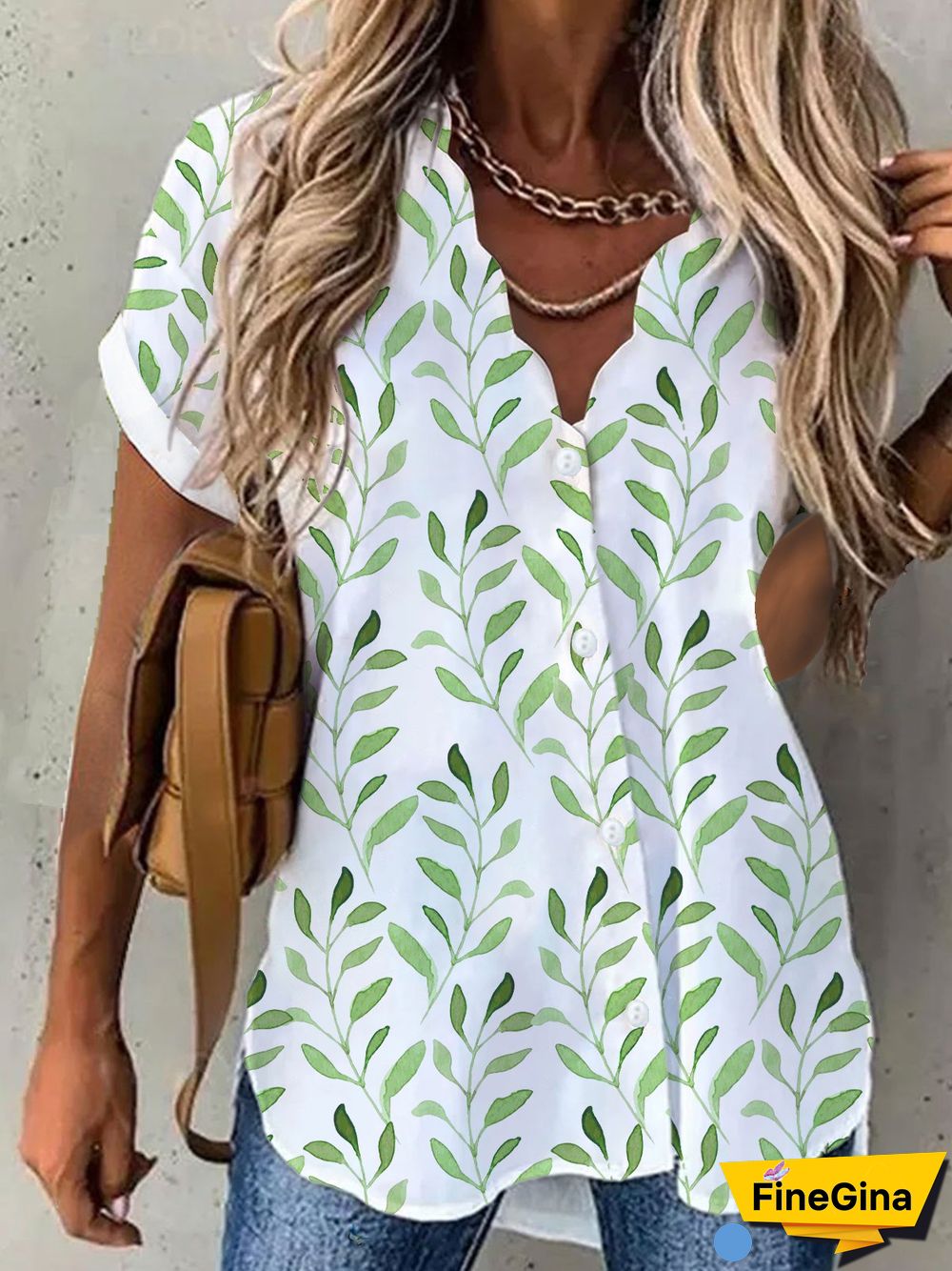 Casual Buttoned Short Sleeve Blouse