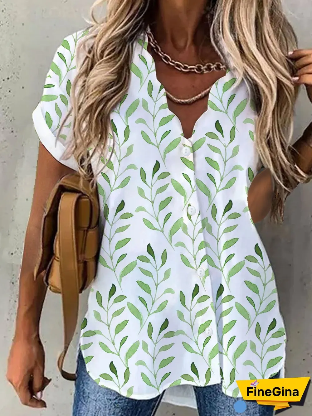 Casual Buttoned Short Sleeve Blouse