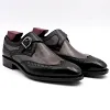 High Grade Genuine Leather Mens Dress Shoes Side Buckle