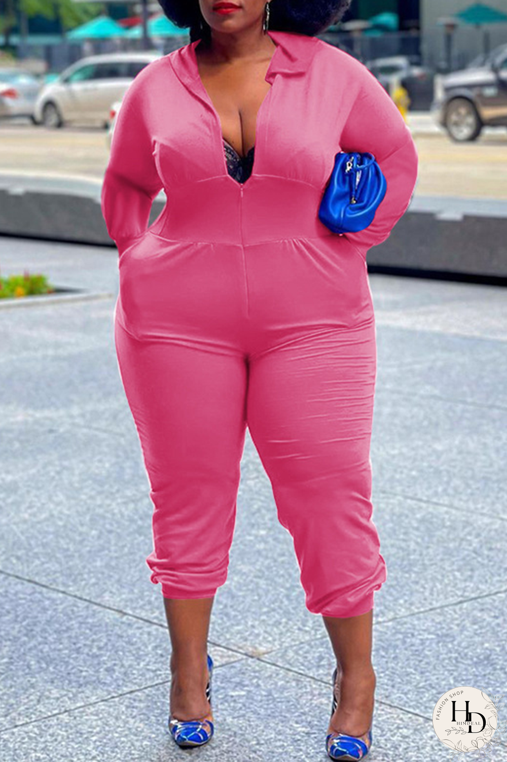 Burgundy Casual Solid Split Joint Hooded Collar Plus Size Jumpsuits