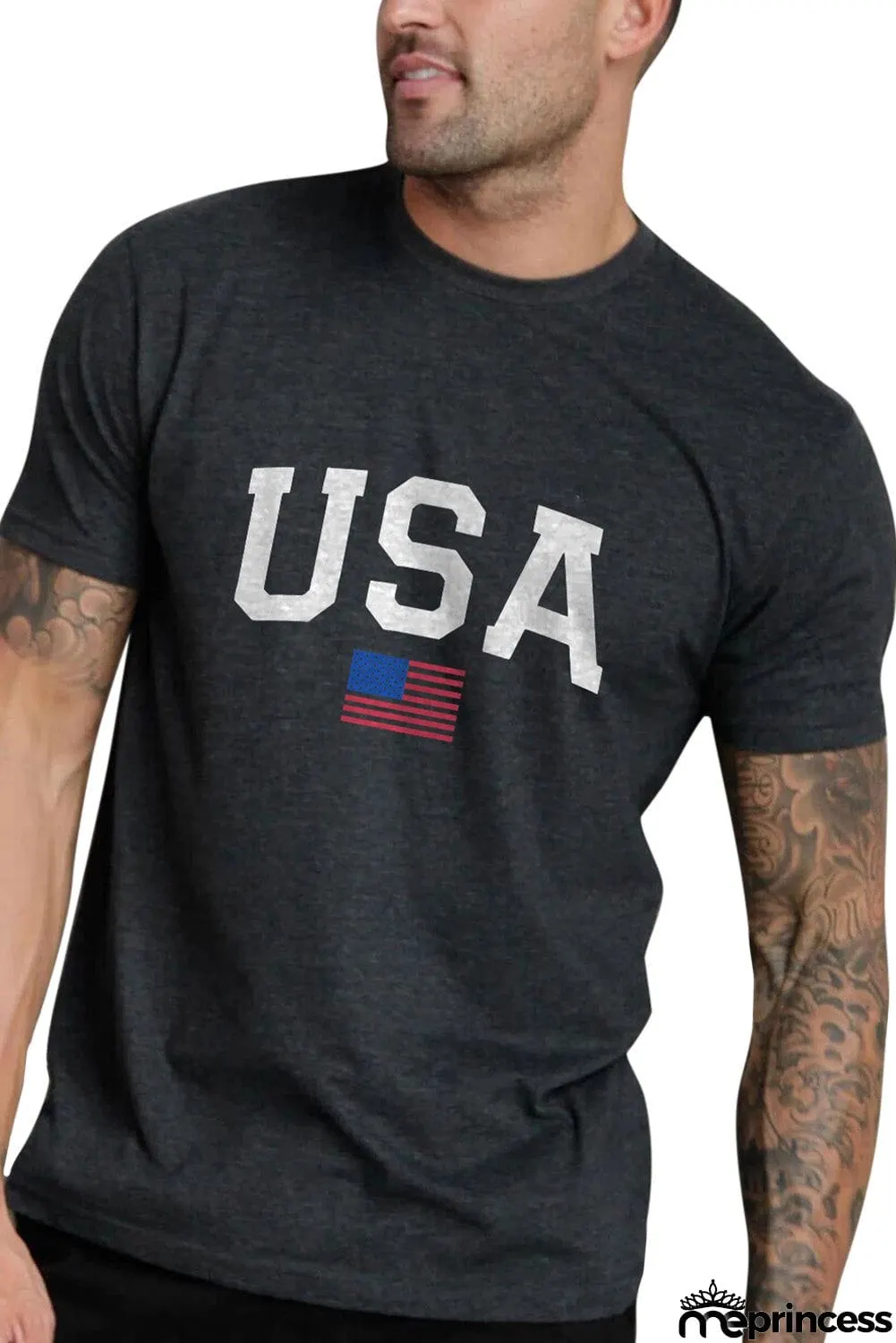 USA Flag Print Men's Tee