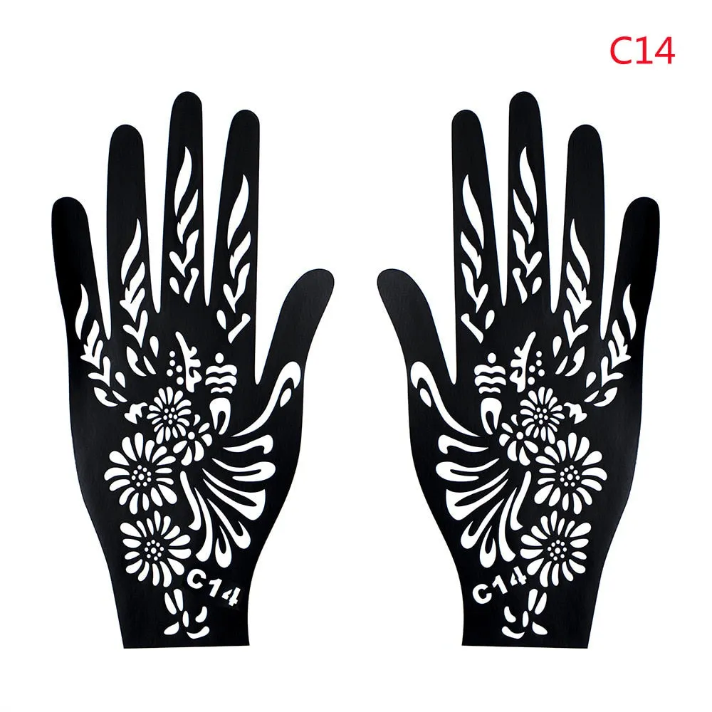 1PC Multiple Professional Henna Stencil Temporary Hand Tattoo Body Art Sticker Template Wedding Tool India Flower Tattoo Stencil
