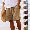 Men's Casual Cotton Linen Breathable Beach Shorts by Inlyline