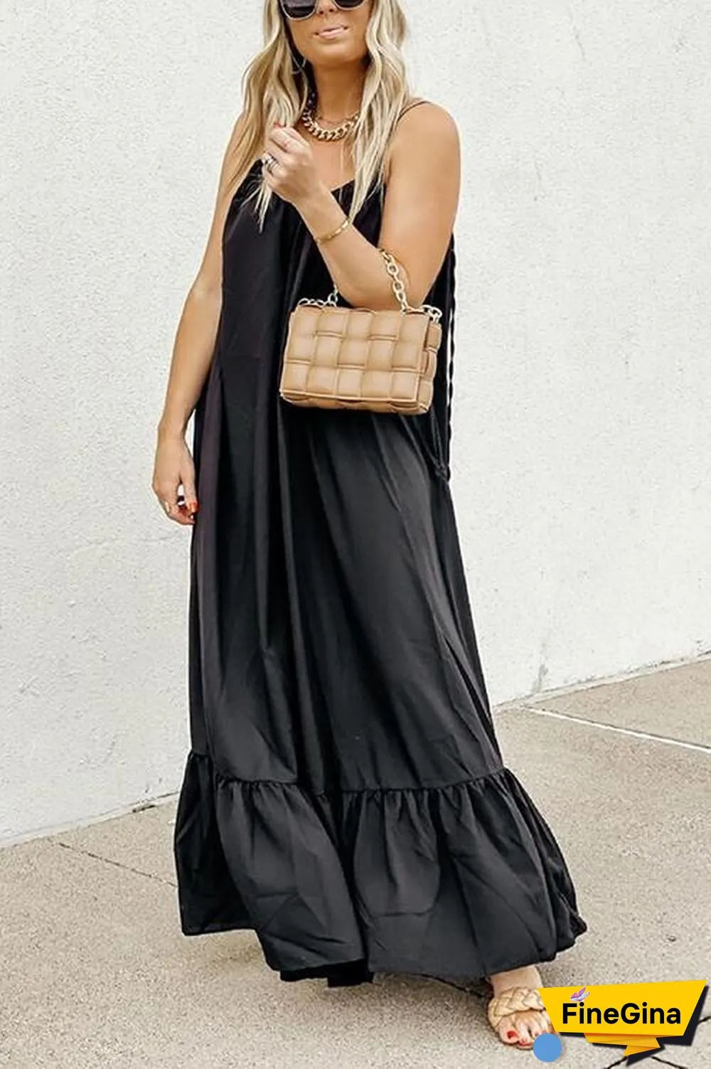 Ruffles Hem Slip Maxi Dress