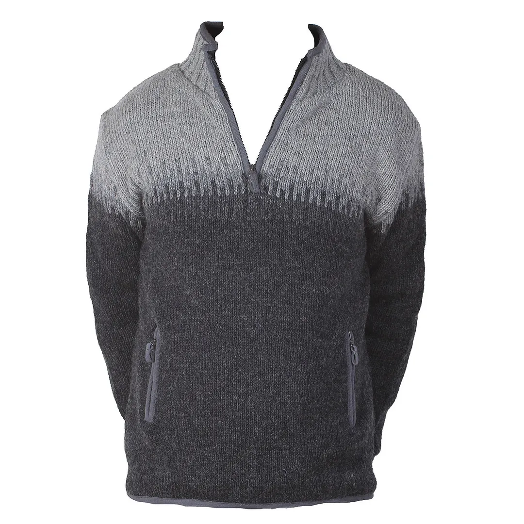 Vintage Warmth Heidelberg Knit Jacquard Icelandic Half Zip Collar Sweater（Unisex ）