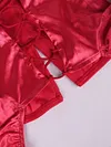 Off-The-Shoulder V-Neck Long Sleeve Ruffled Backless Sexy Mini Dress