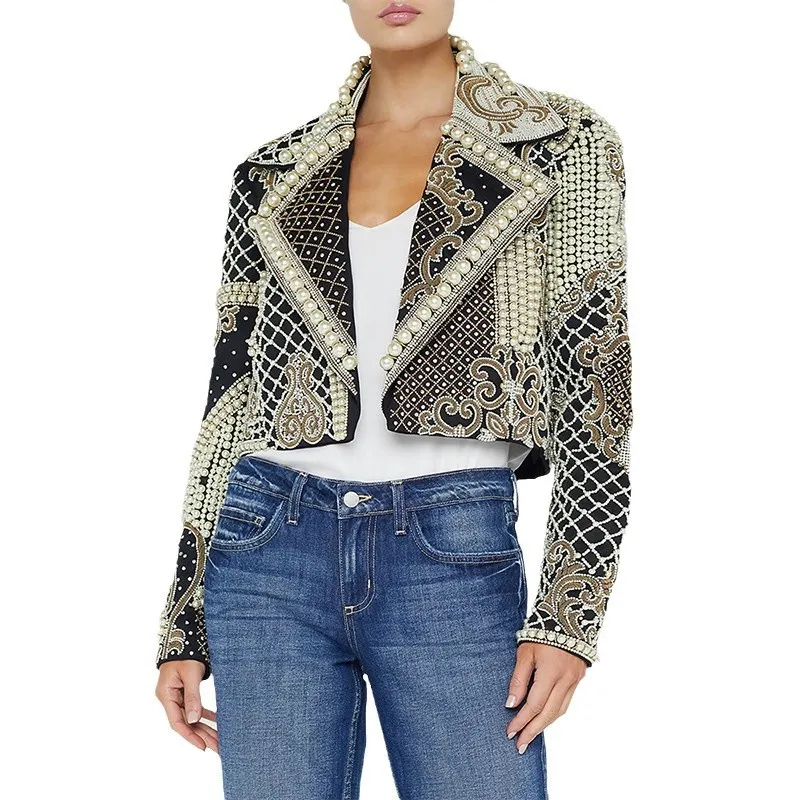 Nigikala Nigikala Early Spring New Star Fashion Luxury Heavy Industry Embroidery Nails Diamond Short Jacket Jacket