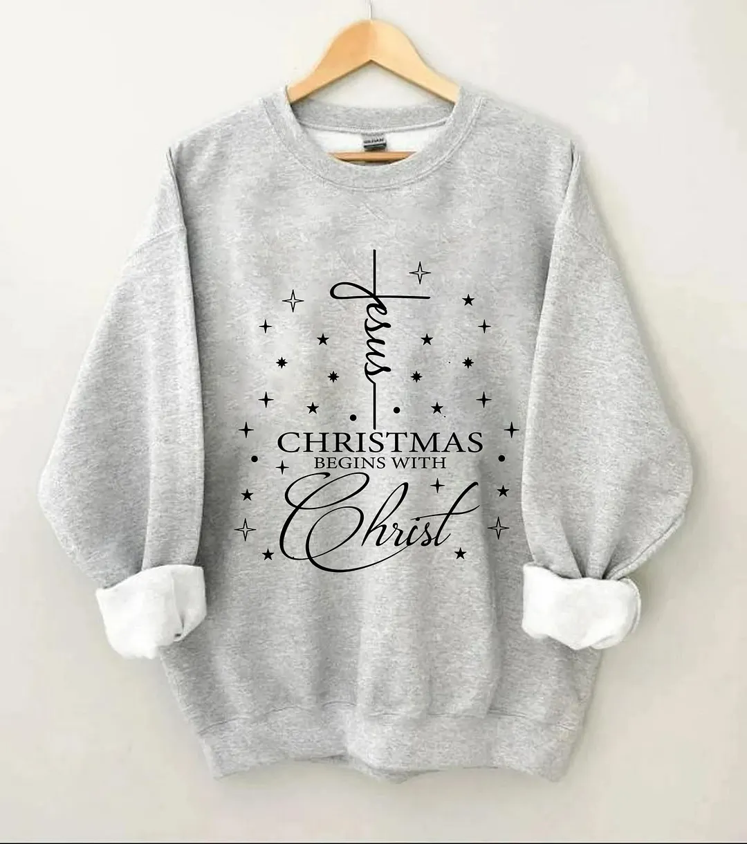 Christmas Jesus Begins With Christ Sweatshirt