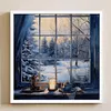 Window Snow Scene - 11CT Stamped Cross Stitch 50*50cm/19.69*19.69in