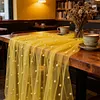 Pearl Gauze Table Runner 120 Inch 10 FT Tulle Shabby Chic Semi Sheer Cheese Cloth Fabric Runner for Wedding Party Baby Shower Birthday