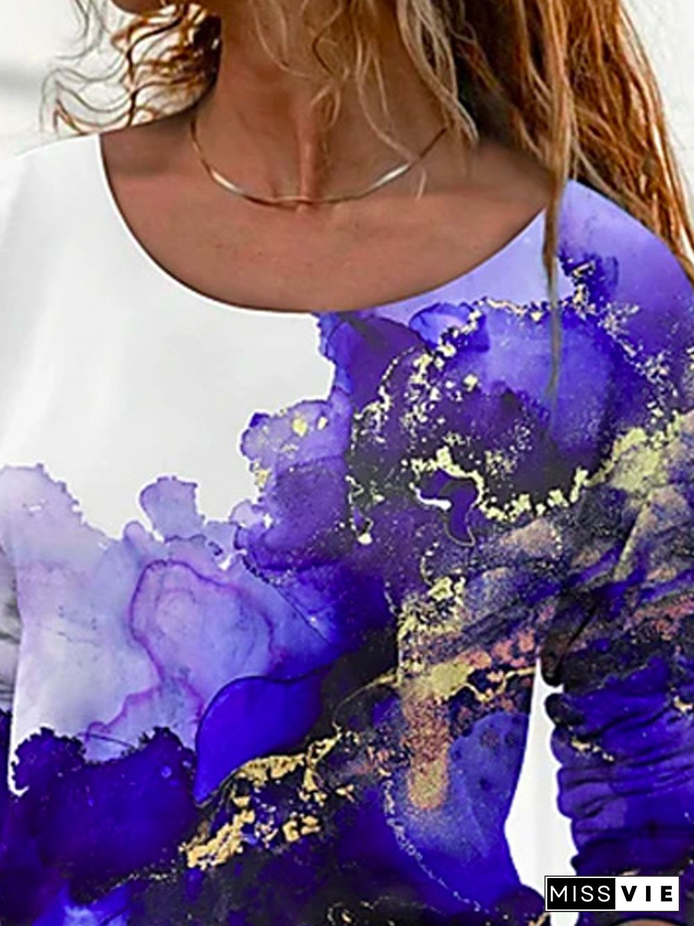 Floral-Print Crew Neck Cotton-Blend Long Sleeve T-shirt
