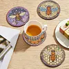 6PCS Special Shape Diamond Painting Coasters Kits (Bee Stain Glass )