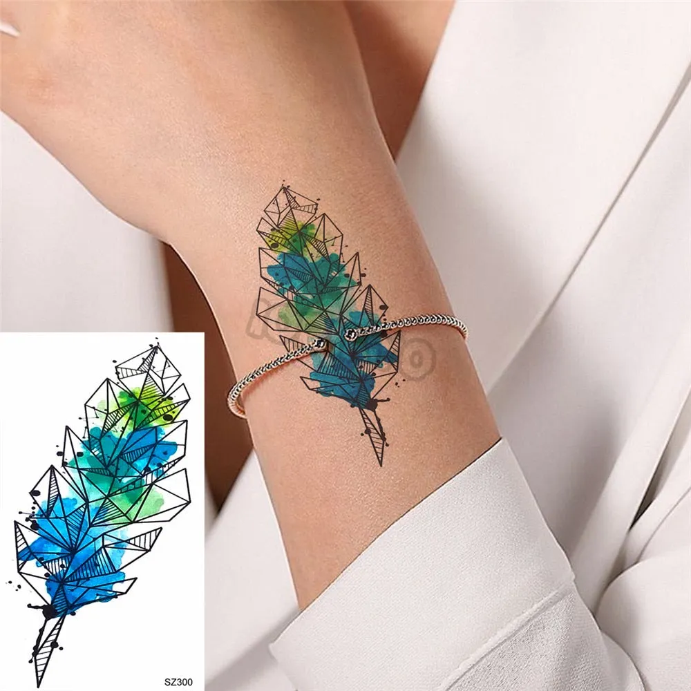 Colorful Dinosaur Temporary Tattoos For Kids Girls Rose Flower Lavender Hummingbird Fake Tattoo Sticker Forearm Neck Tatoos Show