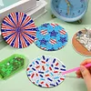 A Set (8Pcs) Wooden Red And Blue Pattern - 5D DIY Craft Coaster