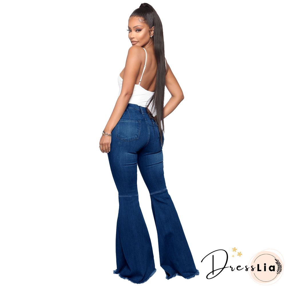 High Waist Stretch Plus Size Flare Jeans Pants
