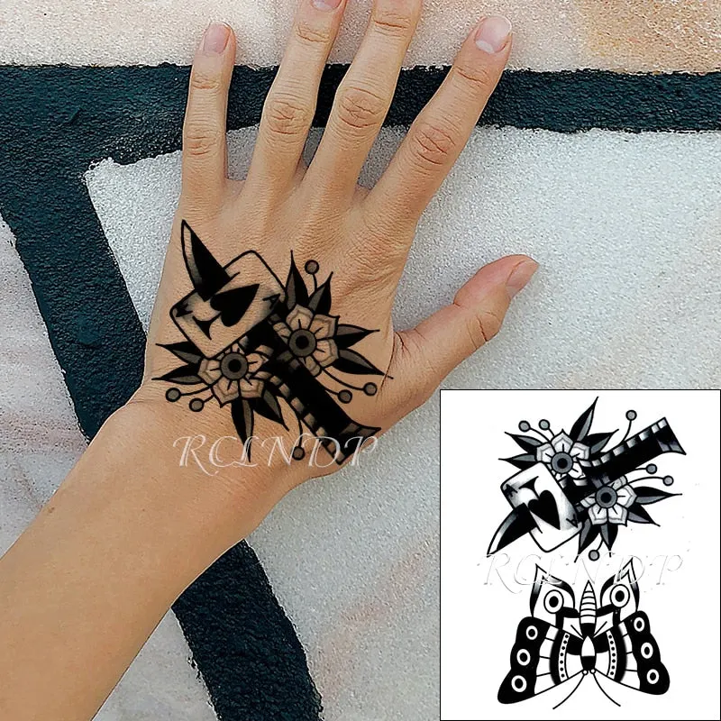 Waterproof Temporary Tattoo Sticker Satan Lucifer Circle Steering Fake Tatto Flash Tatoo Hand back Art Tattoos for Boy Women Men