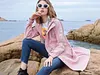 Outdoor women's waterproof long raincoat with hooded windbreaker