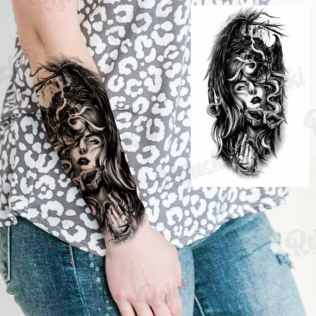 Sdrawing Thorns Temporary Tattoos For Adults Men Realistic Totem Maori Lion Compass Flower Tiger Fake Tattoo StickerArm Tatoos DIY