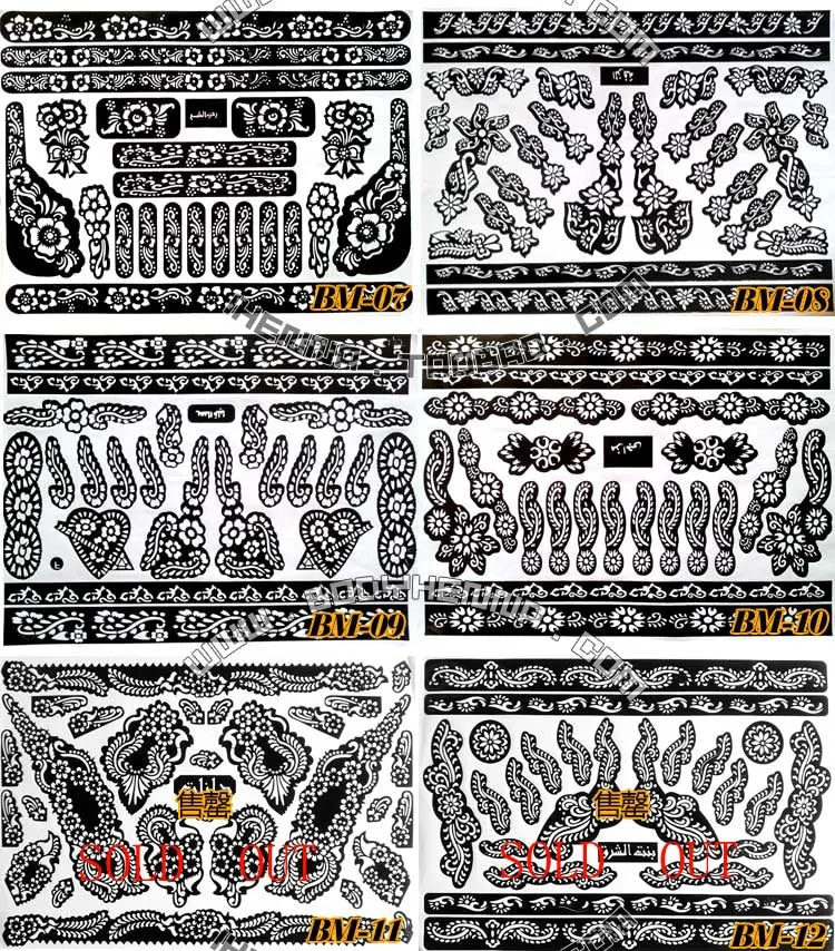 1 piece bih Temporary Tattoo Stencil Henna tatoo paste 24models Template professional 2018 new Painting Kit supplies sexy paint