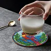 6Pcs/set Diamond Painting Stained Glass Art Bird Coaster Cup Cushion with Rack Cup Pad Decor