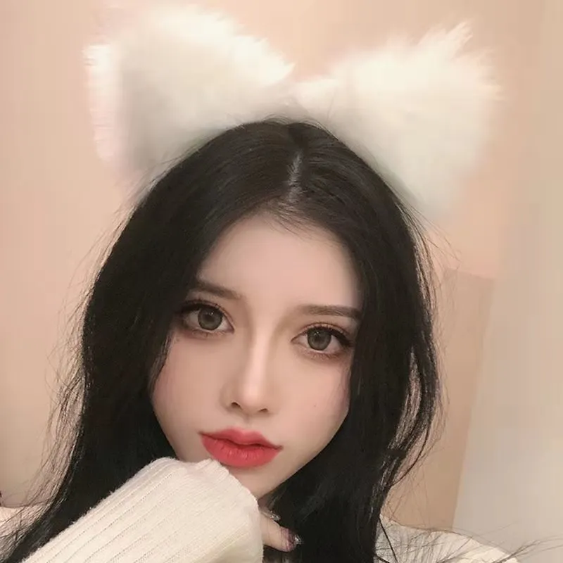 Brownm Sexy Stuffed Fox Fox Ear Head Buff Net Red Live Photo Hair Anchor Card Cute Animal Ear Hair Ornaments