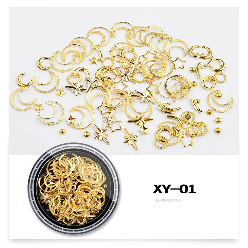 1box Star Moon Design Alloy Nail Art Decorations Artificial Crystal Pearl Rhinestones For Nails DIY Charm Jewelry Nail Ornaments-Nail Inspo