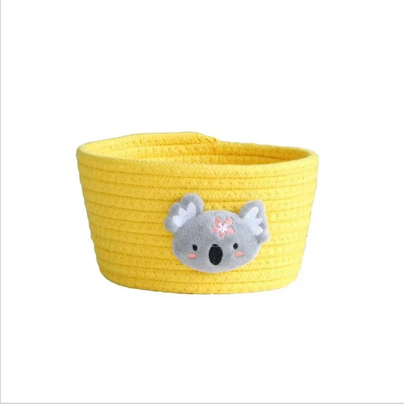 Cotton Rope Storage Baskets With Animals Shape Baby Dirty Clothes Laundry Basket Handmade Weaving Desktop Sundries Organizer Box