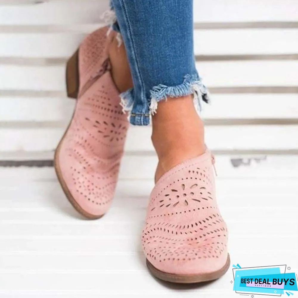 Leisure Hollow Low-heeled Shoes Women Sandals