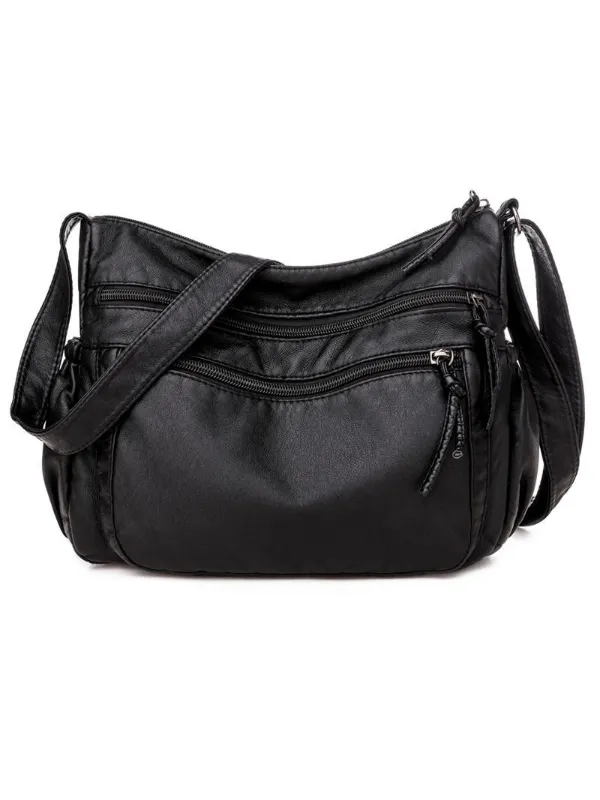 Vintage Pleated Washed Leather Bag