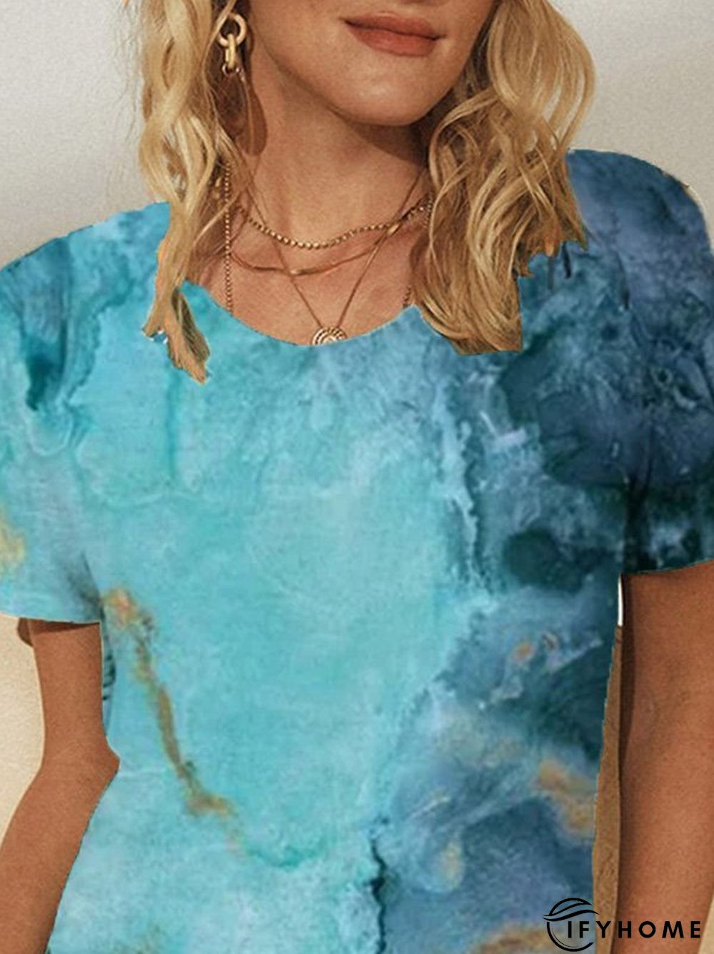 Printed Casual Short Sleeve Tops | IFYHOME