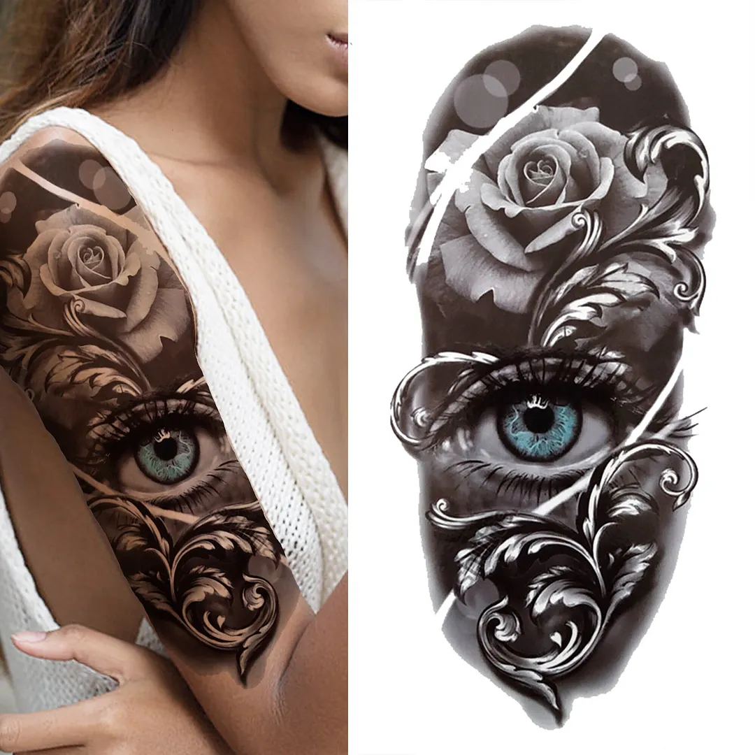 Sdrawing King Crown Temporary Tattoos For Women Men Adult Black Tiger Forest Skull Tattoo Sticker Fake Skeleton Fashion Tatoo Flower