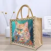 DIY Linen Waterproof Handbag Shopping Storage Bag Totes