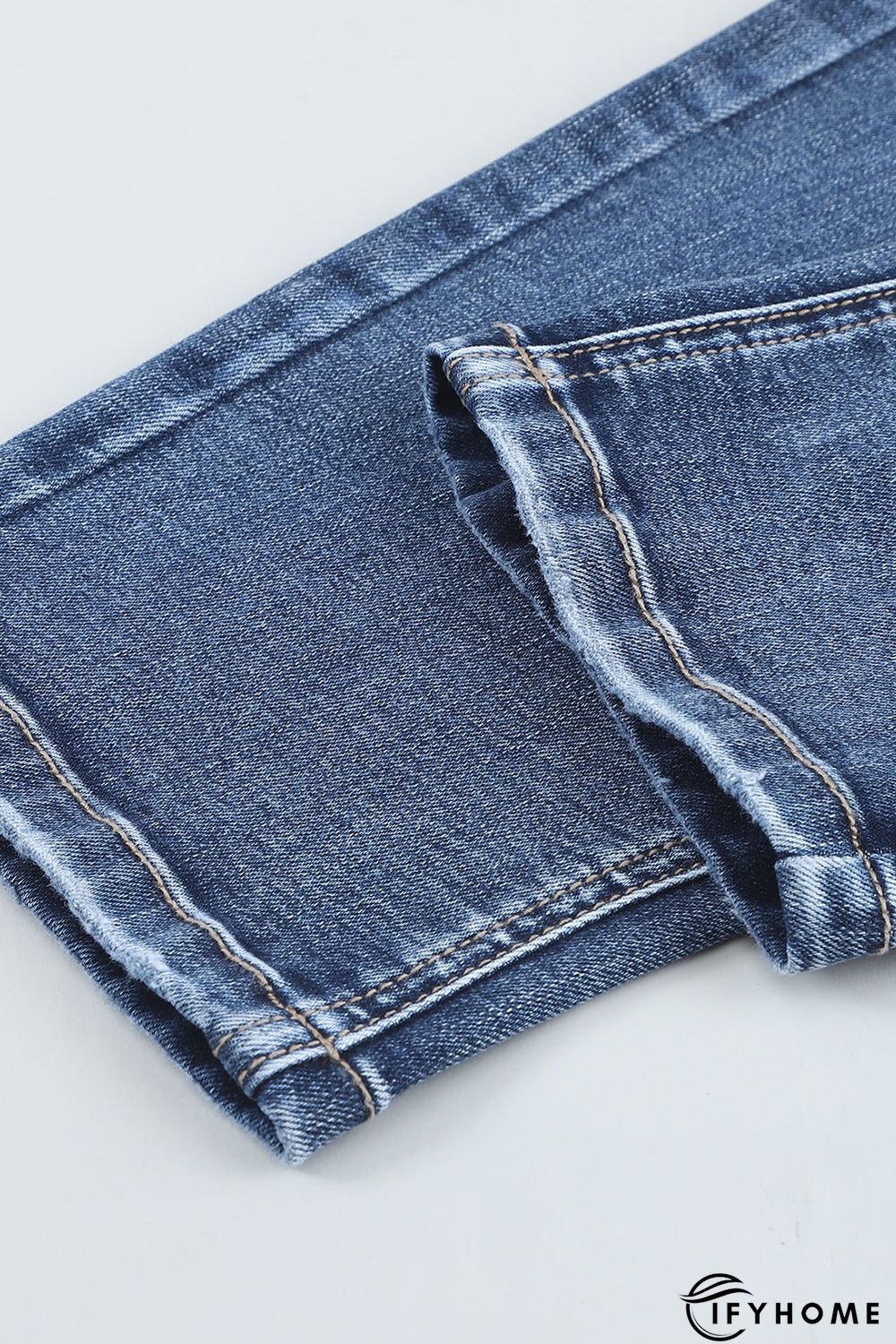 Blue Distressed High Waist Plus Size Jeans | IFYHOME