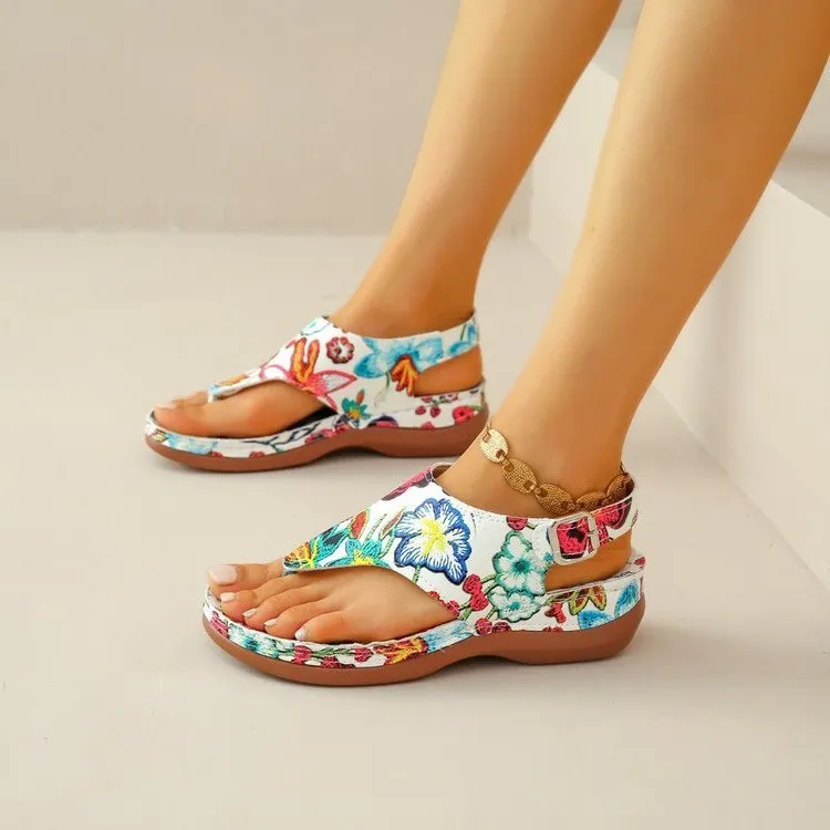 Yyvonne Word Sandals Women 20255 National Wind Embroidery Flowers After Buckle With Slopes And Sandals