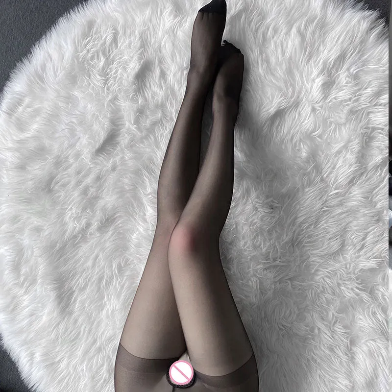 OJBK 1Pcs Sexy Open Crotch Pantyhose For Women Ultra High Quality Erotic Sheer Hollow Out High Waist Tights Soft Solid Color New
