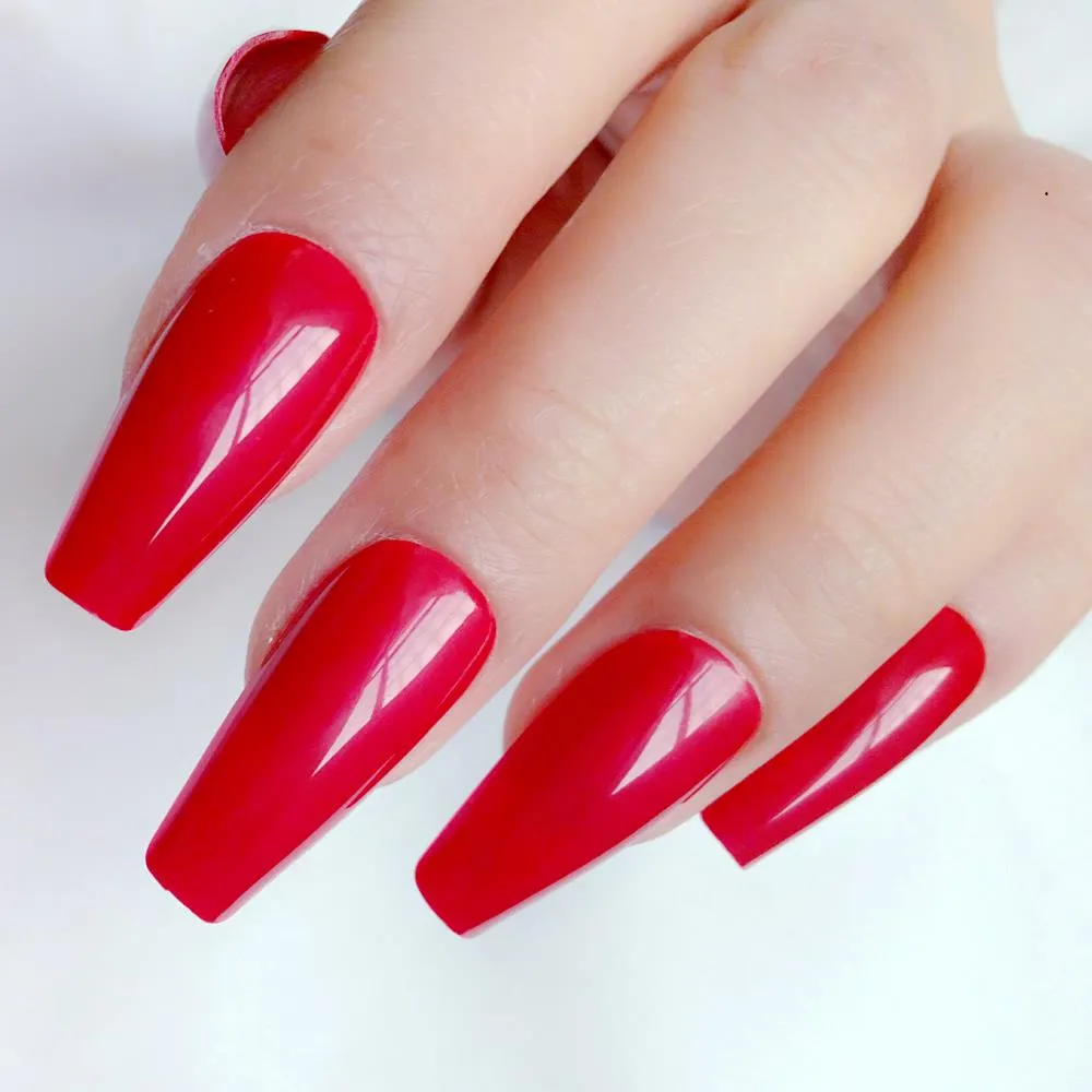 24Pcs Glossy Black Long Stiletto Fake Nail Ballerina Coffin False Nails For Design DIY Full Cover Lady Finger Tips Manicure Tool-Nail Inspo