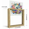 Diamond Painting Wooden Double-Sided Dragonfly and Flowers Ornaments Kit with Photo Frame Desktop