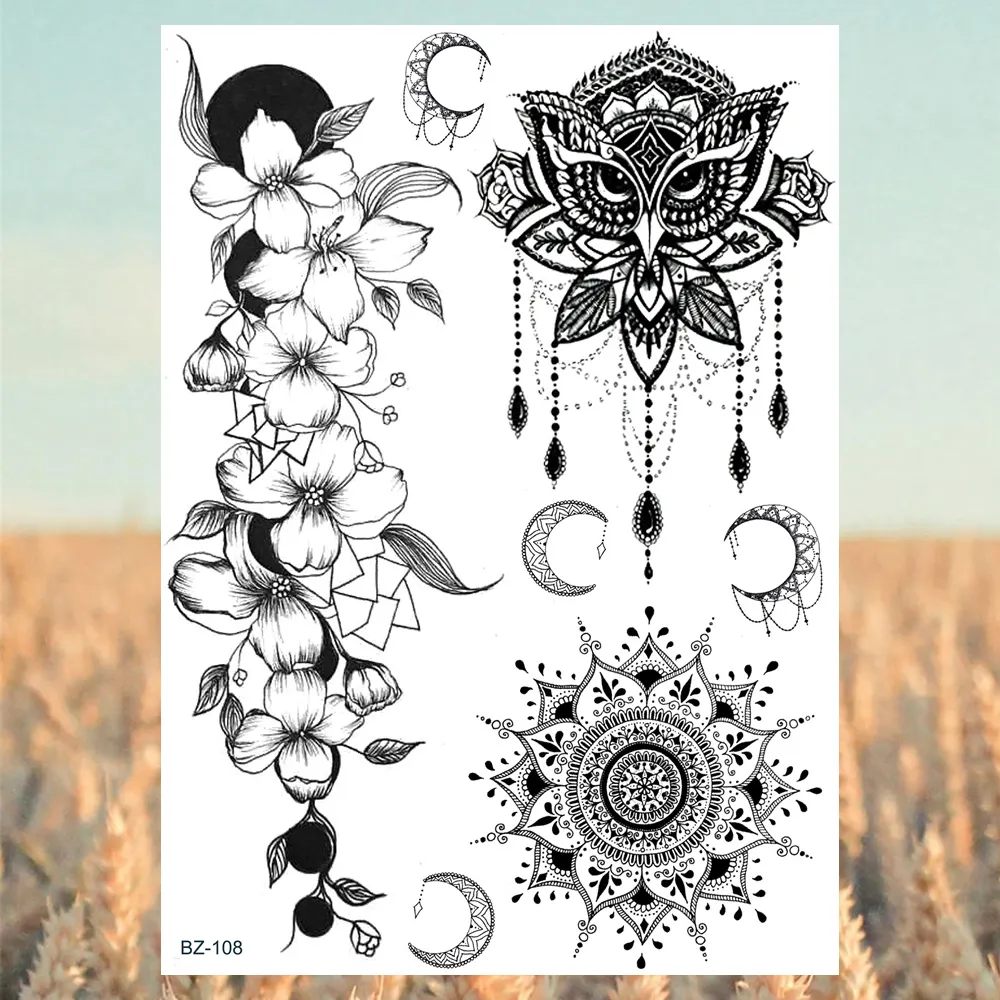 Sdrawing Halloween Skeleton Skull Vampire Temporary Tattoos For Women Adult Rose Flower Fake Tattoo Body Art Leg Arm Tatoo