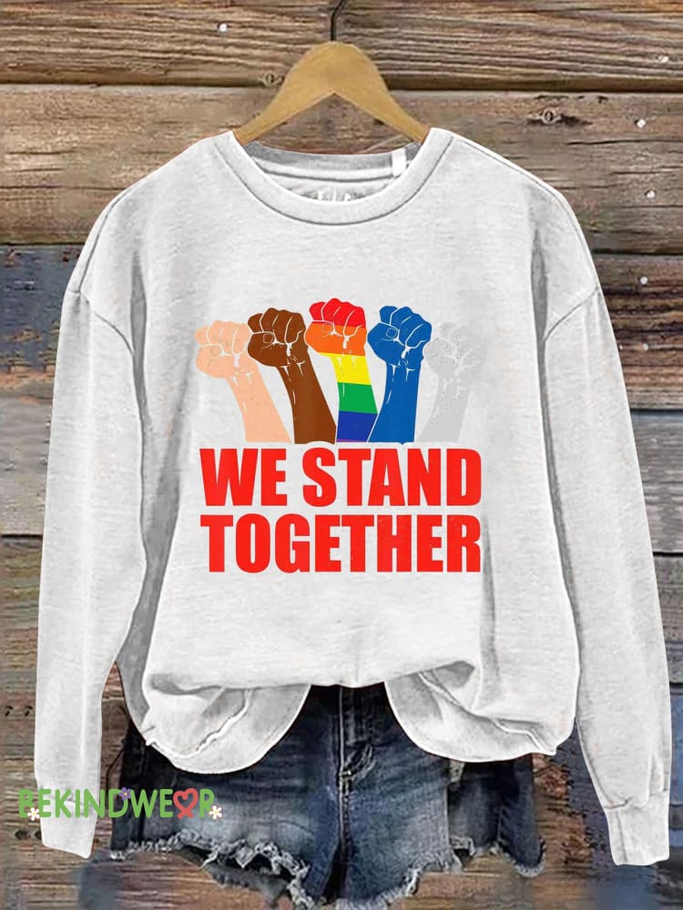 We Stand Together Printed Sweatshirt White / S
