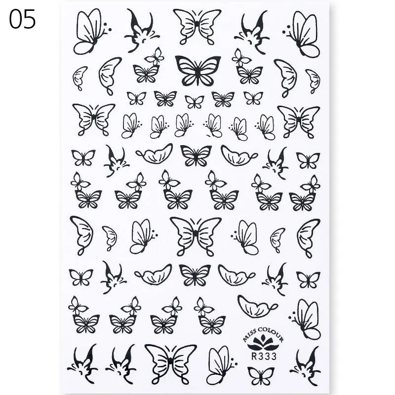 2021 Hot 3D Nail Art Stickers Butterfly Pattern Transfer Sticker Decals Self Adhensive Slider Decoration Nail DIY Design
