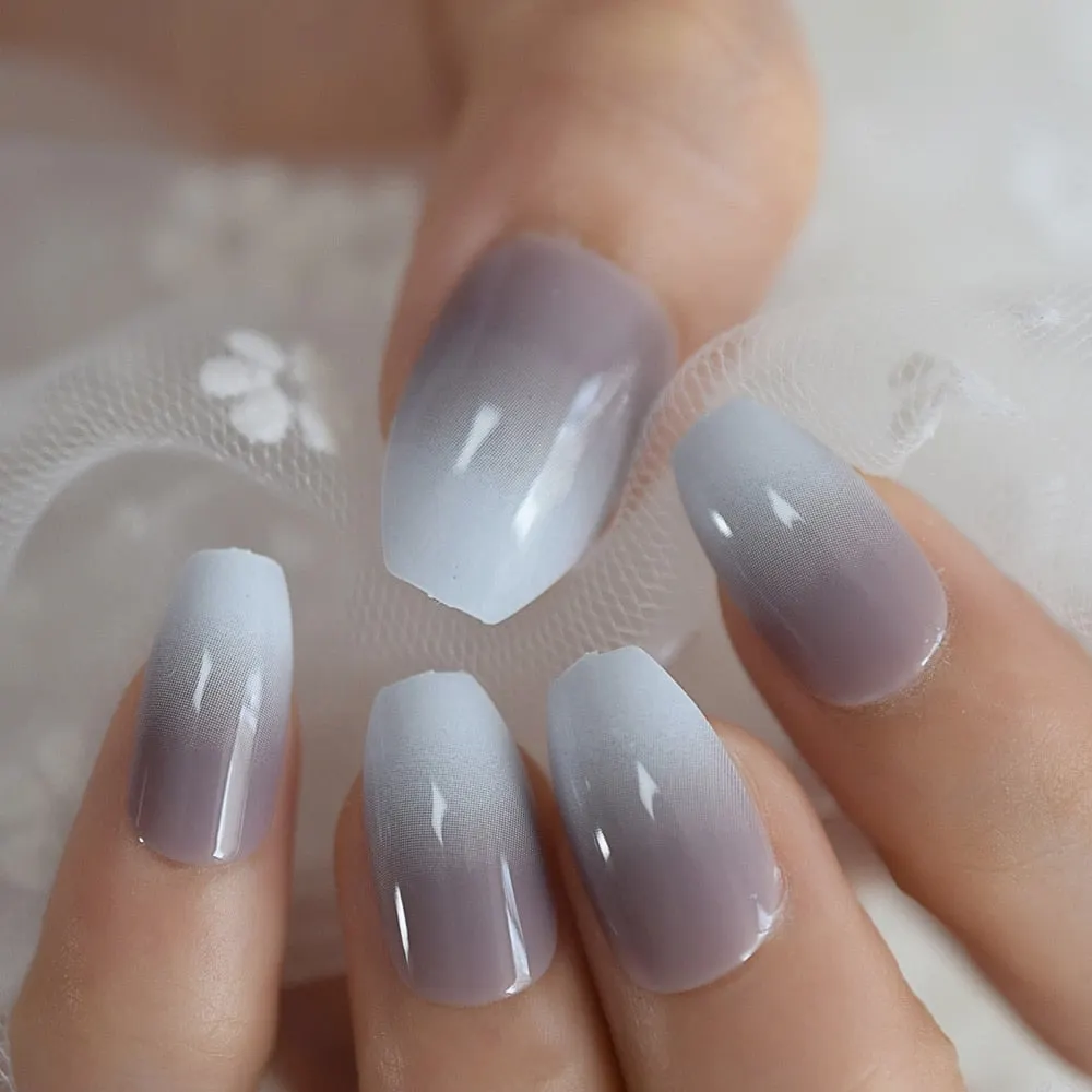 Nail Art Salon Oval Acrylic French Nail Kit Real Medium Length Grace Oval Fake Nails French 24 Tips-Nail Inspo