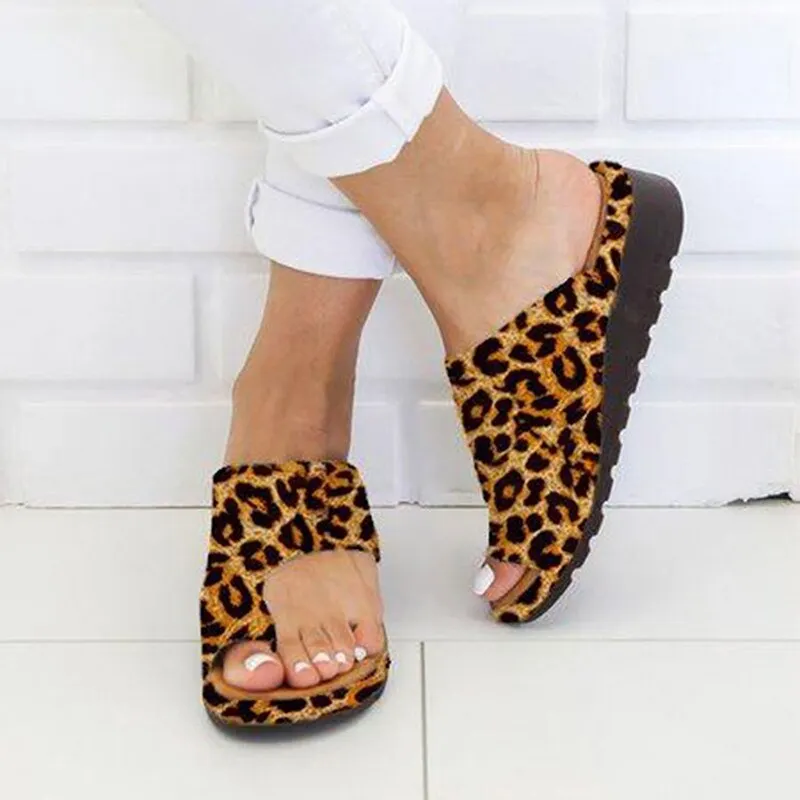 Ladies Silver PU Leather Sandals Wedges Comfy Platform Flat Casual Soft Women Big Toe Foot Correction Shoes Correctores