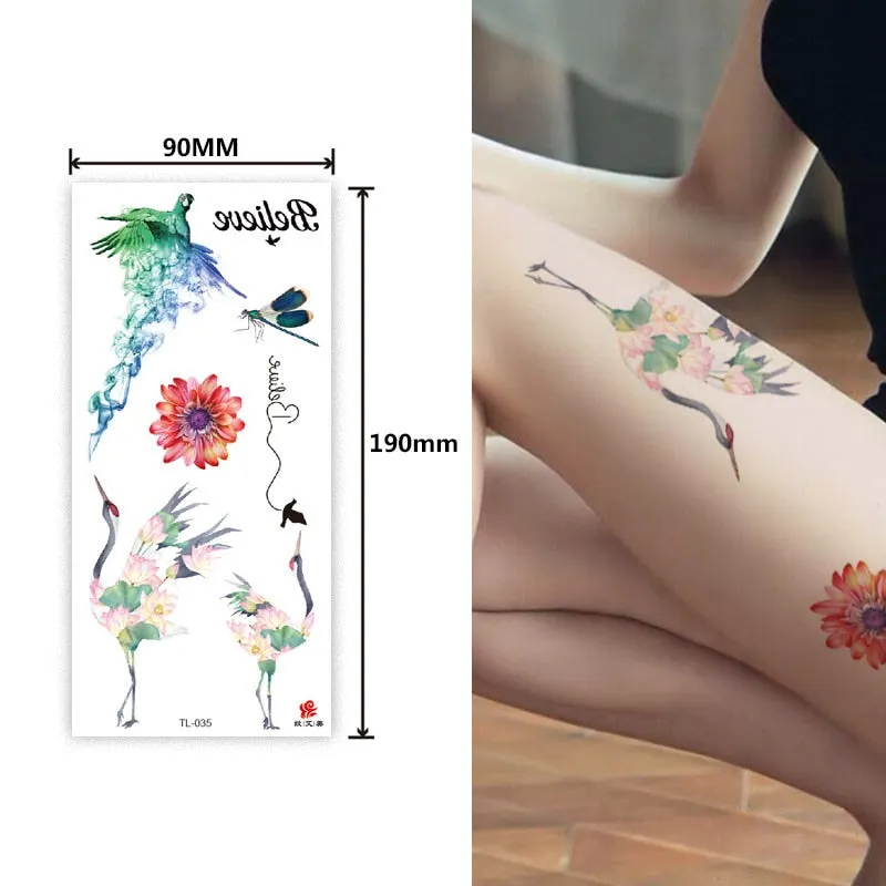 1~8 pieces of animal plants wolf bear bird art tattoo stickers disposable waterproof temporary tattoo stickers for men and women