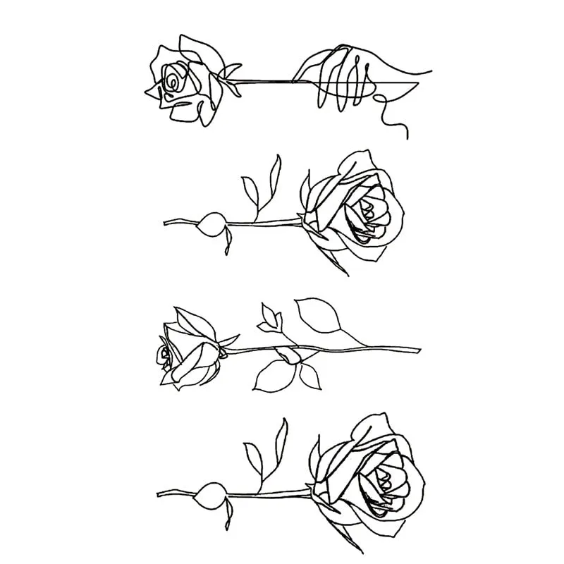 Waterproof Black Temporary Tattoo Stickers Men Women Rose Feather ankle Body Art Water Transfer Tattoos Arm Waist Finger Tatoo
