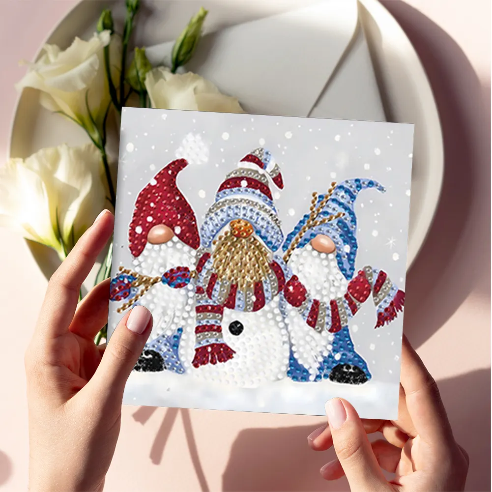 6PCS DIY Diamond Art Greeting Cards Gnome Theme Congratulations Cards & Gifts