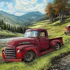 Field Red Car - Paint by Numbers Acrylic Painting 40*40cm